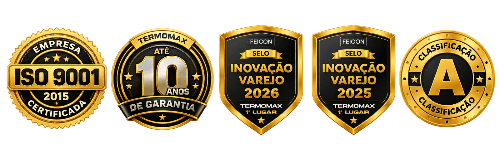Maior Indústria de Aquecimento Solar do Brasil - Home 7 Premium Gold and Black Award Badge Collection
